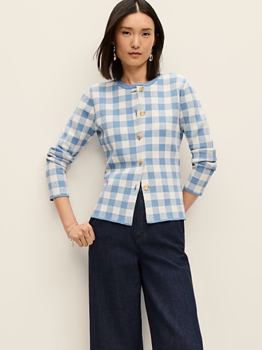 Ann Taylor Gingham Jacquard Sweater Jacket NWT XXS